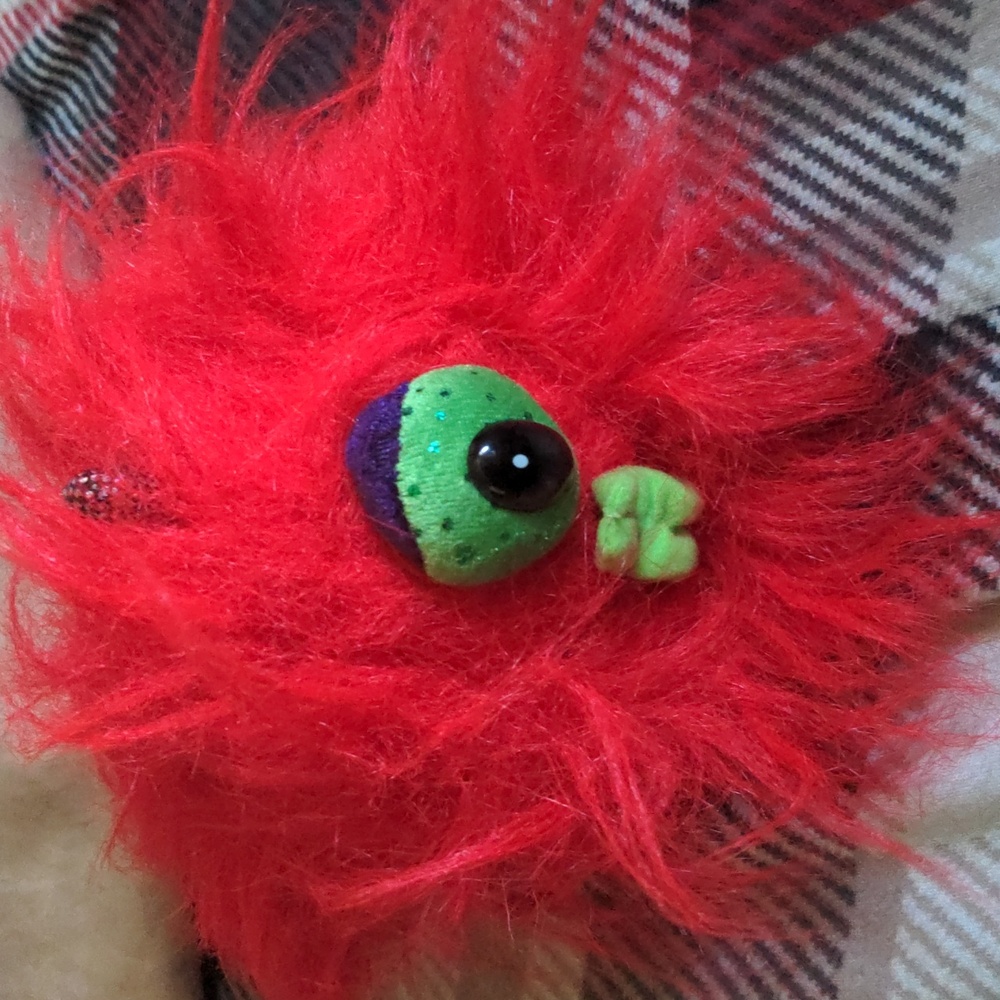 Red Furry Monster Plush Toy Furr Ballz Space Ballz Meat Ballz Talk Jump Roll